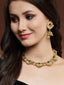 Gold-Plated & Green Stone-Studded Jewellery Set