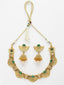 Gold-Plated & Green Stone-Studded Jewellery Set