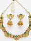 Gold-Plated & Green Stone-Studded Jewellery Set