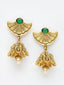 Gold-Plated & Green Stone-Studded Jewellery Set