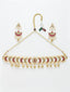 Gold-Plated & White Kundan Reversible Jewellery Set