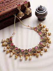 Gold-Plated & Red Antique Jewellery Set