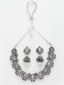 Silver-Toned & White Kundan Oxidised Jewellery Set