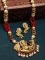 Gold-Plated & Red Pearl Beaded Jewellery Set