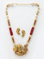 Gold-Plated & Red Pearl Beaded Jewellery Set