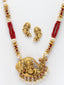 Gold-Plated & Red Pearl Beaded Jewellery Set