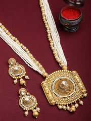 Gold-Plated & White Kundan Jewellery Set