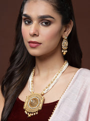 Gold-Plated & White Kundan Jewellery Set