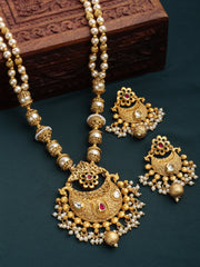 Gold-Plated & White Kundan Jewellery Set