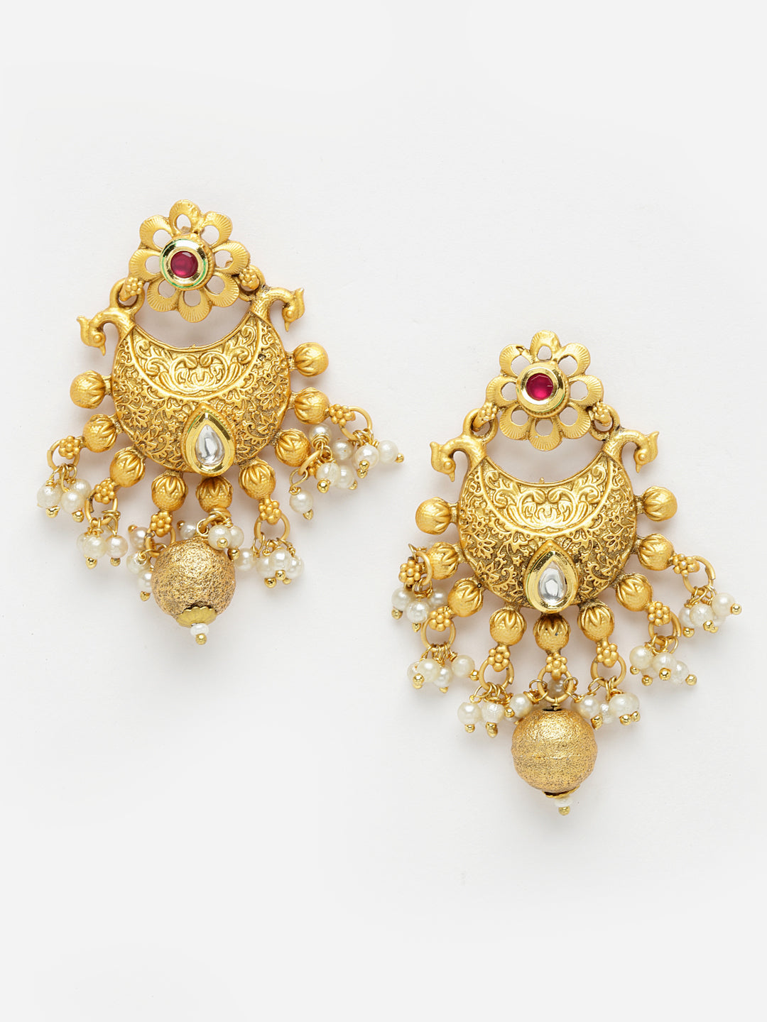 Gold-Plated & White Kundan Jewellery Set