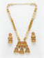 Gold-Plated & Red Stone-Studded & Beaded Jewellery Set