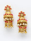 Gold-Plated & Red Stone-Studded & Beaded Jewellery Set