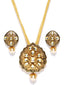 Gold-Toned Stone-Studded Kundan Jewellery Set