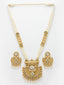 Gold-Plated & White Kundan & Pearl Jewellery Set