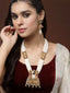 Gold-Plated & White Kundan & Pearl Beaded Jewellery Set