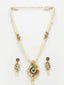 Gold-Plated & White Kundan & Pearls Beaded Jewellery Set