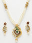 Gold-Plated & White Kundan & Pearls Beaded Jewellery Set