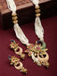 Gold Plated & Off White Peacock Shaped Kundan Jewellery Set