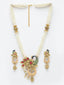 Gold Plated & Off White Peacock Shaped Kundan Jewellery Set