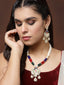 Gold-Plated & Maroon Kundan Studded Reversible Jewellery Set