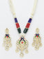 Gold-Plated & Maroon Kundan Studded Reversible Jewellery Set