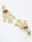 Gold-Plated & Maroon Kundan Studded Reversible Jewellery Set