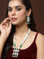 Gold-Plated & White Kundan Studded & Beaded Jewellery Set