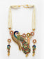 Gold-Plated & White Kundan Meenakari Jewellery Set