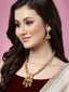 Gold-Plated Kundan Studded & Beaded Necklace And Earrings