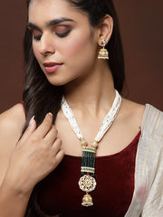 Gold-Plated Kundan-Studded & Pearl Beaded Jewellery Set