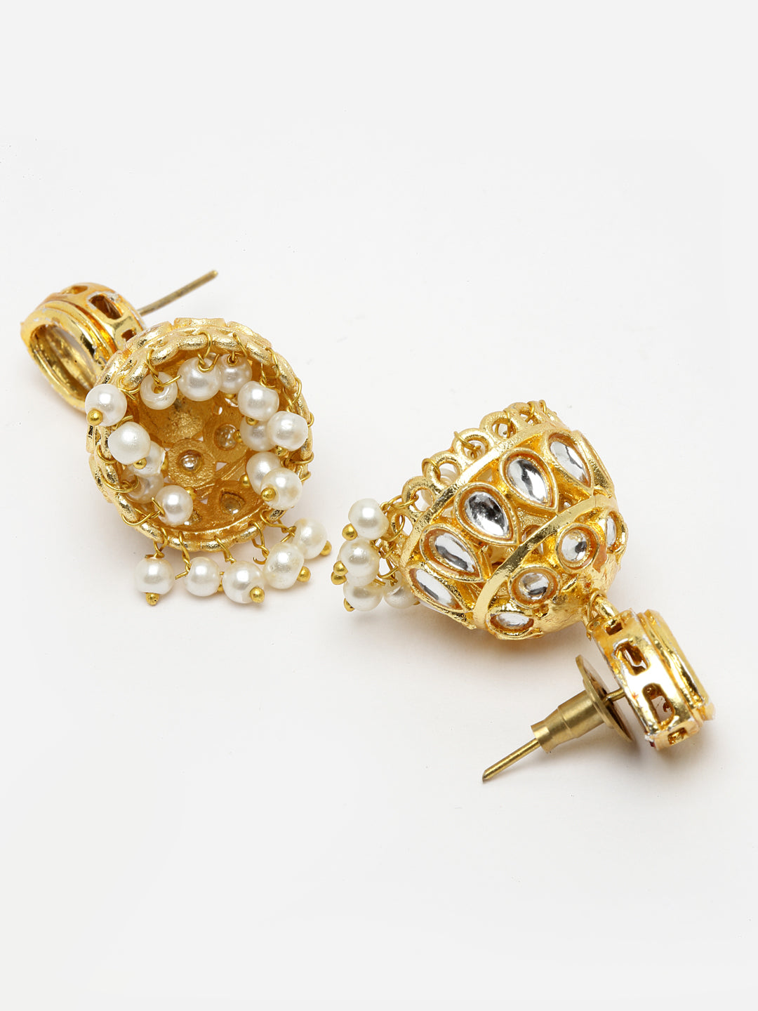Gold-Plated Kundan-Studded & Pearl Beaded Jewellery Set