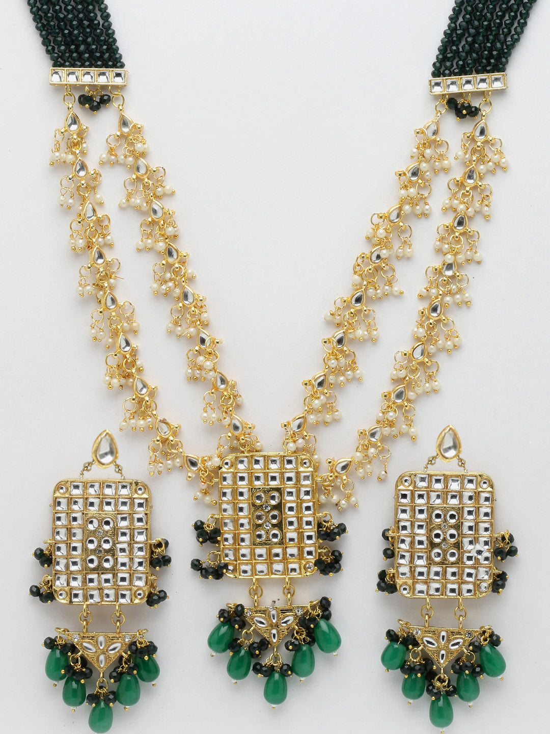 Gold-Plated & White Kundan Jewellery Set