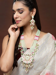 Gold-Plated & Green Kundan Jewellery Set