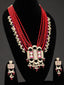 Gold-Plated & Red Kundan & Pearls Beaded Jewellery Set