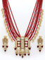 Gold-Plated & Red Kundan & Pearls Beaded Jewellery Set