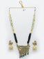 Gold Plated & Green Peacock Shaped Meenakari Kundan Jewellery Set