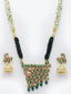 Gold Plated & Green Peacock Shaped Meenakari Kundan Jewellery Set