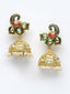 Gold Plated & Green Peacock Shaped Meenakari Kundan Jewellery Set