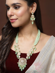 Gold-Plated Kundan-Studded & Pearl Beaded Jewellery Set