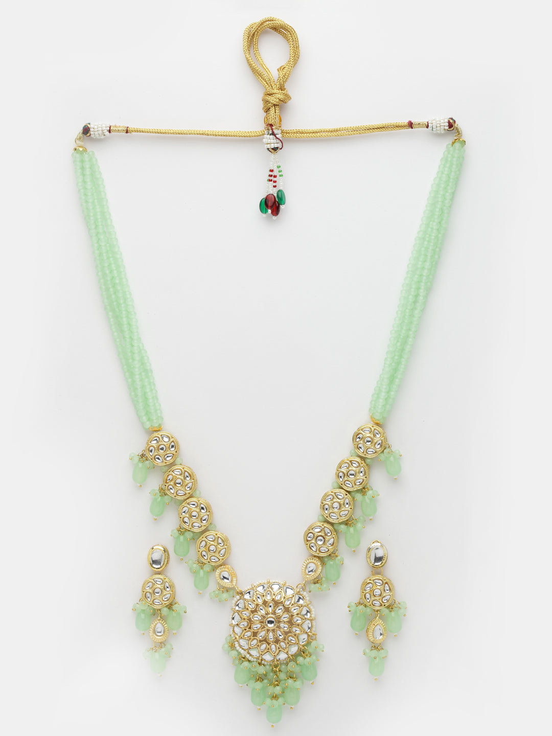 Gold-Plated Kundan-Studded & Pearl Beaded Jewellery Set