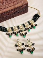 Gold-Plated Kundan-Studded & Pearl Beaded Jewellery Set