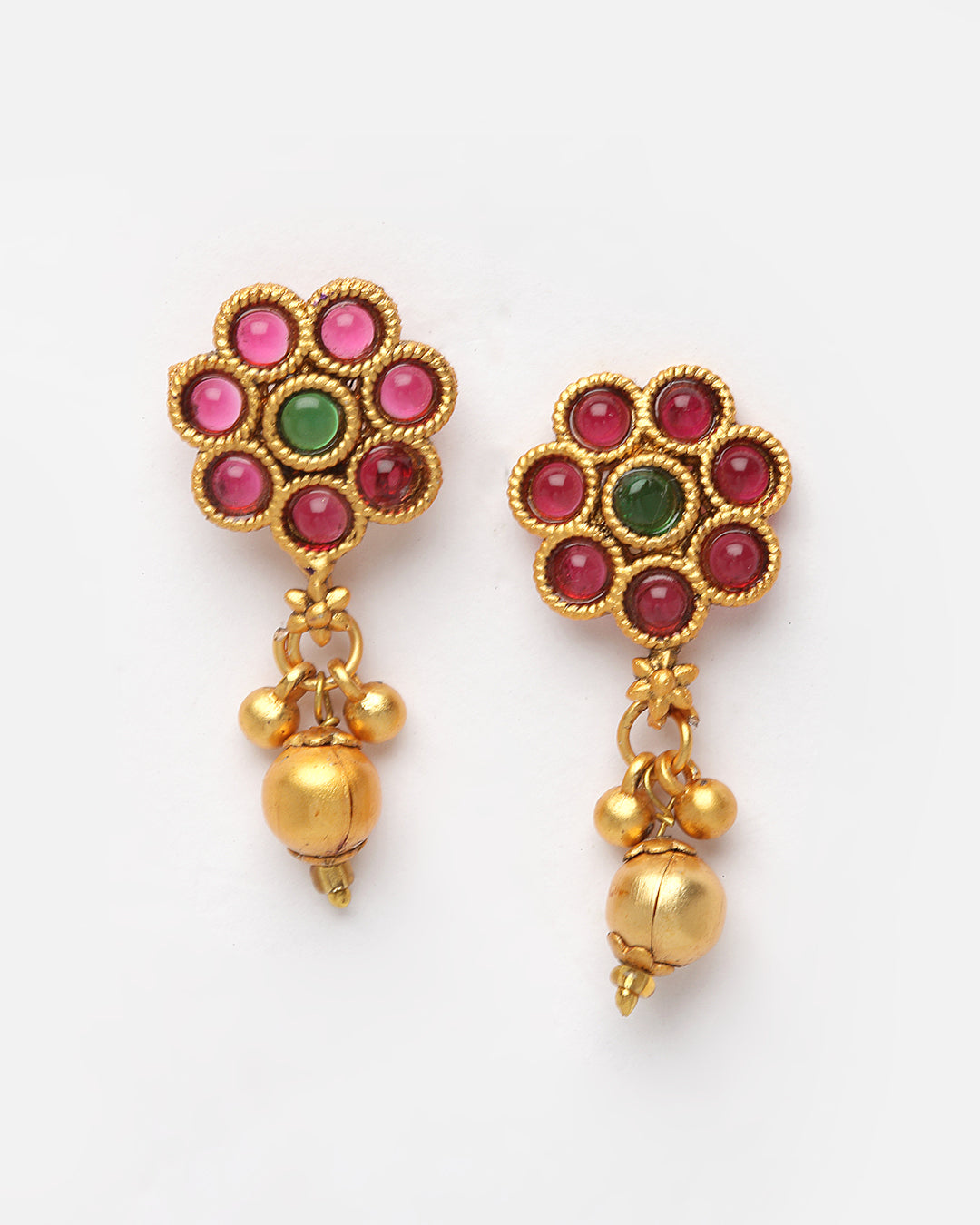 Women Gold-Plated Ruby Artificial Stones-Studded Jewellery Set