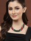 Gold-Plated Red & Green Multilayered beaded Necklace