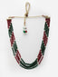 Gold-Plated Red & Green Multilayered beaded Necklace