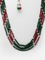 Gold-Plated Red & Green Multilayered beaded Necklace