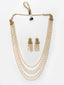 Women Gold-Plated White Pearl Layered Jewellery Set