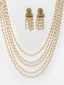 Women Gold-Plated White Pearl Layered Jewellery Set