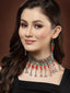 Women Oxidised Silver-Plated Red & Green Meenakari Jewellery Set