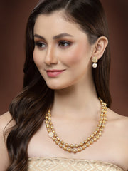 Women Gold-Plated & White Pearl Beaded Jewellery Sett