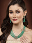 Women Gold-Plated Green Stone & Beads-Studded Jewellery Set